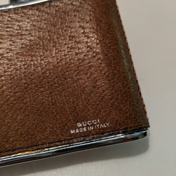 GUCCI Rare Embossed Leather & Silver Flask Italy - Picture 4 of 8